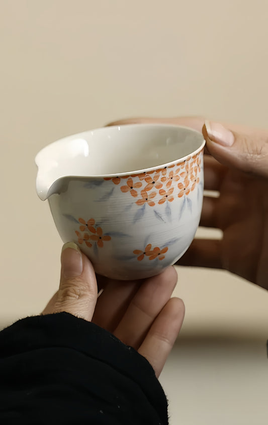 Apricot Blossom Whisper Gaiwan Tea Bowl Set