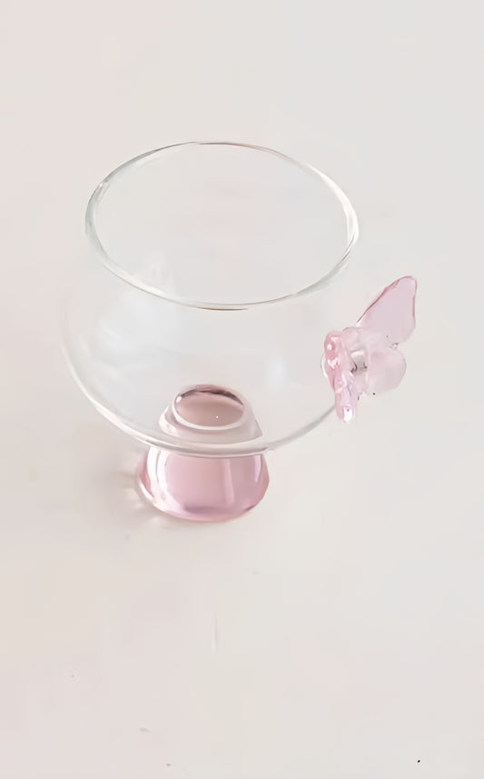 Butterfly Crystal Glass Tea Cup