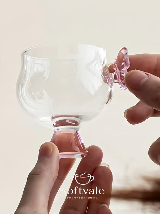 Butterfly Crystal Glass Tea Cup