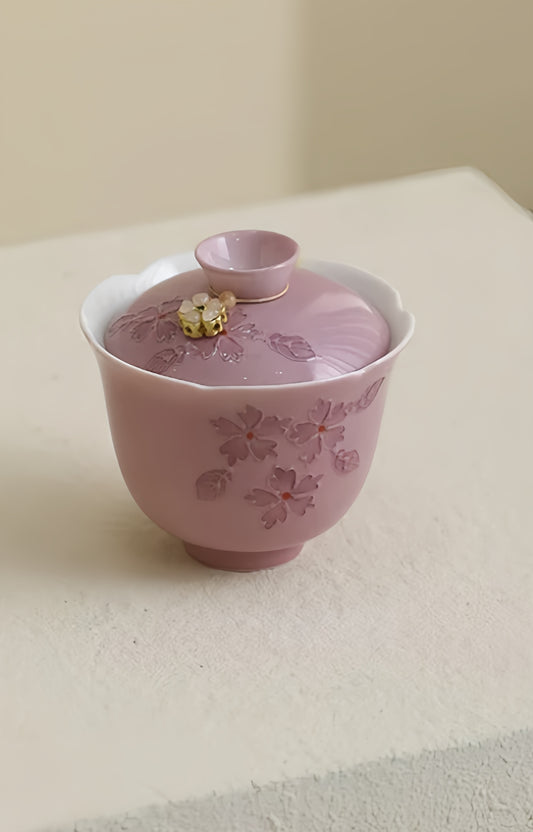 Floral Embossed Travel Gaiwan Set