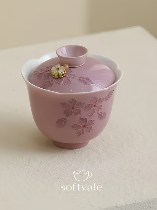 Floral Embossed Travel Gaiwan Set